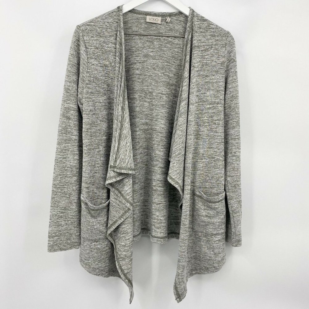 LOGO BY Lori Goldstein Waterfall Open Front Oversized Cardigan Sweater  Sz XXS